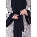 Shrug abaya combo- Off-white printed Shrug with Navy inner abaya